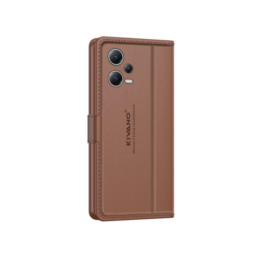 Leather Wallet Case for Xiaomi Redmi Note 12 5G / Poco X5 5G ?Stylish Flip Folio Cover with Card Holder, Stand,-KIVANO LUXE - Aibex